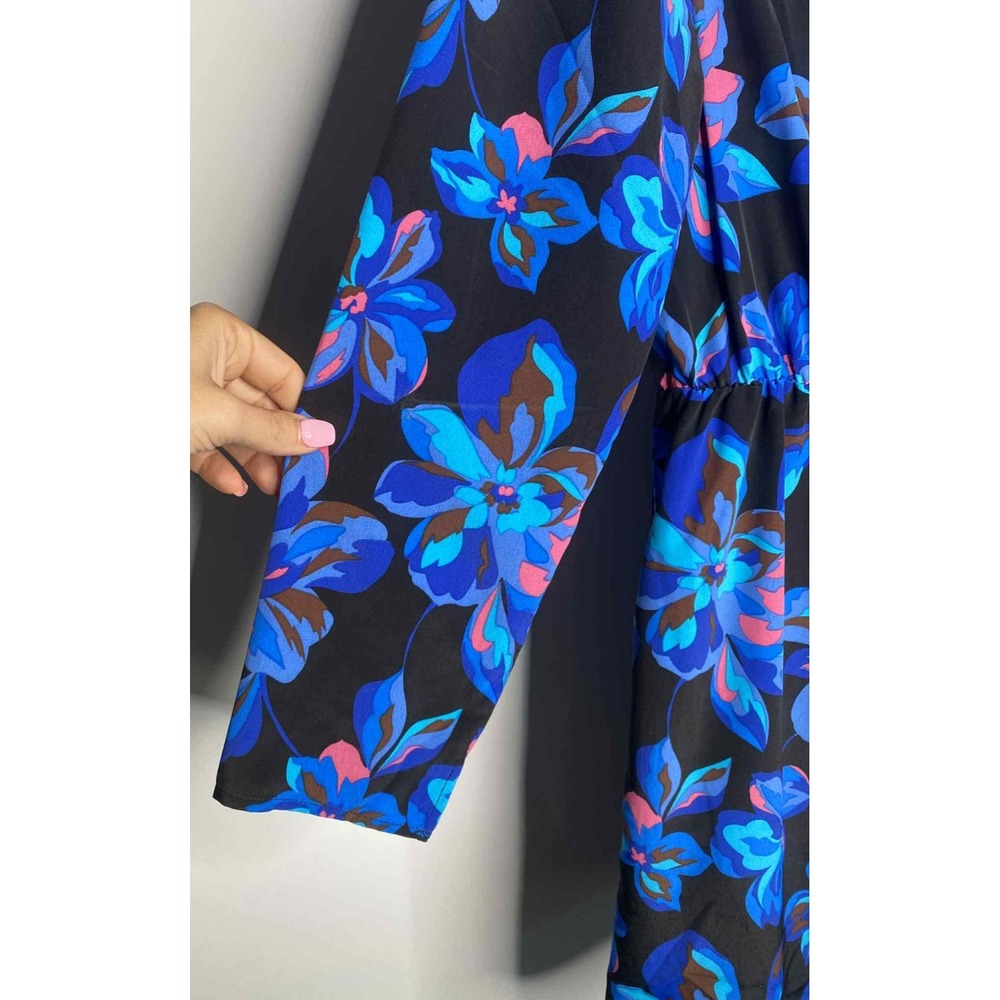 Sanctuary Womens Blue Daytime Mini Floral Print Wrap Dress size Large whimsigoth - Picture 5 of 9